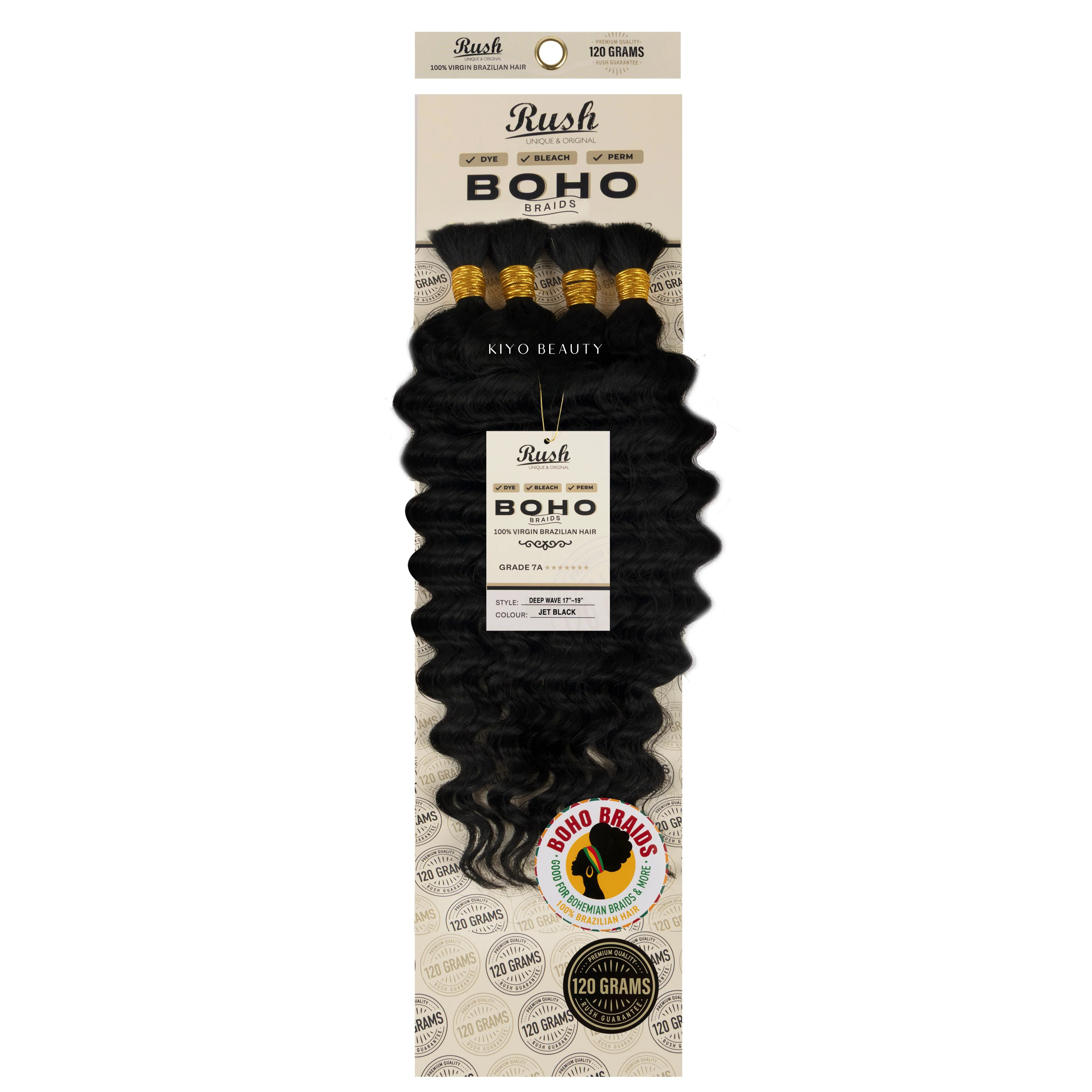 Rush 100% Virgin Brazilian Boho Braids Deep Wave Bulk 17-19"