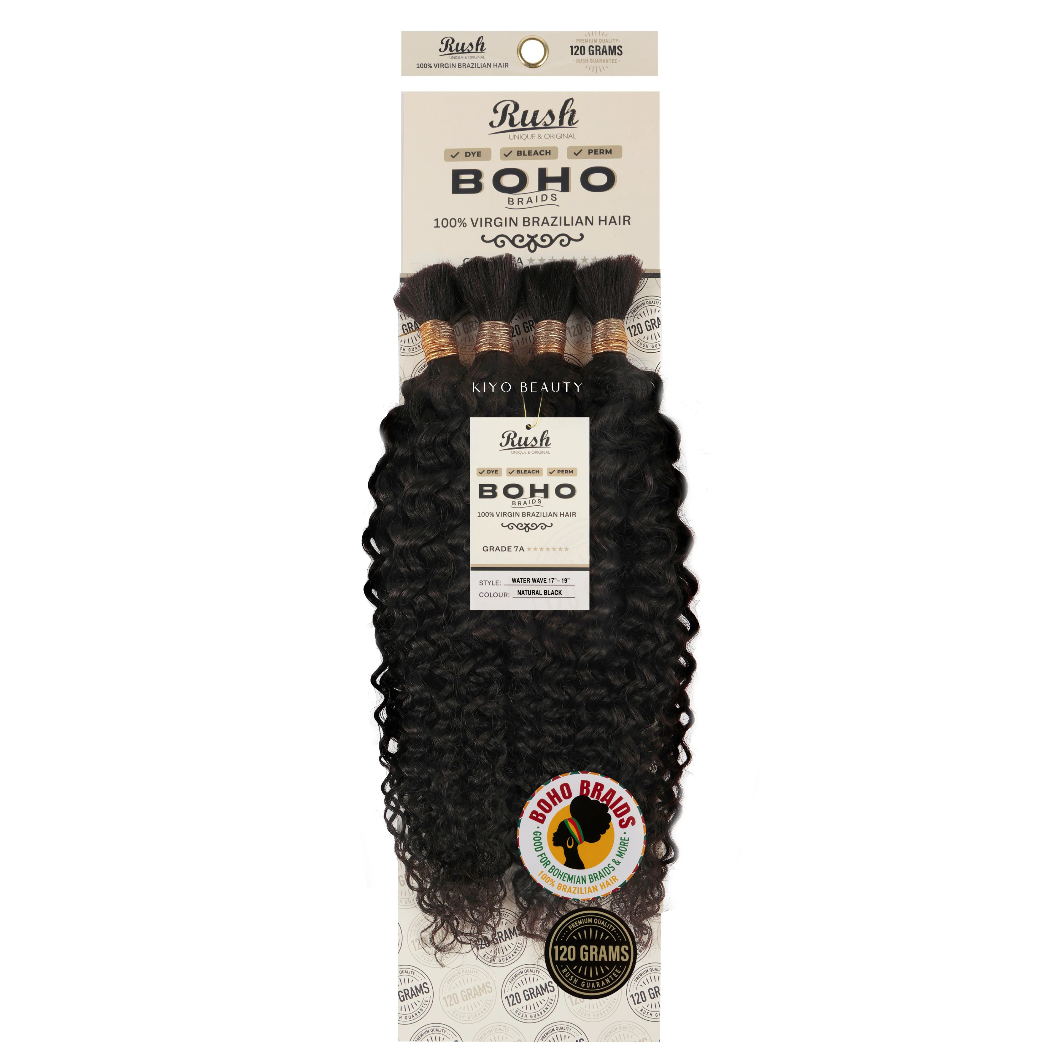 Rush 100% Virgin Brazilian Boho Braids Water Wave Bulk 17-19"