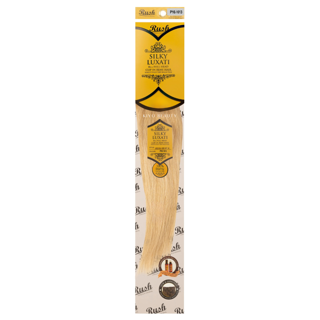 Rush Silky Luxati Human Hair Extension 8pc Full Head Clip in 14"