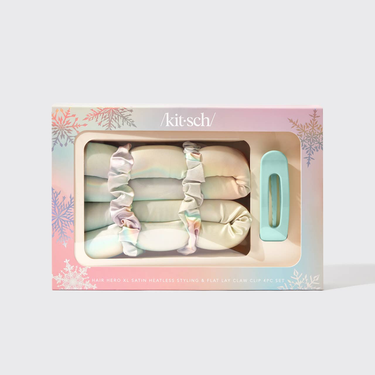 Kitsch Hair Hero XL Satin Heatless Styling & Flat Lay Claw 4pc Set