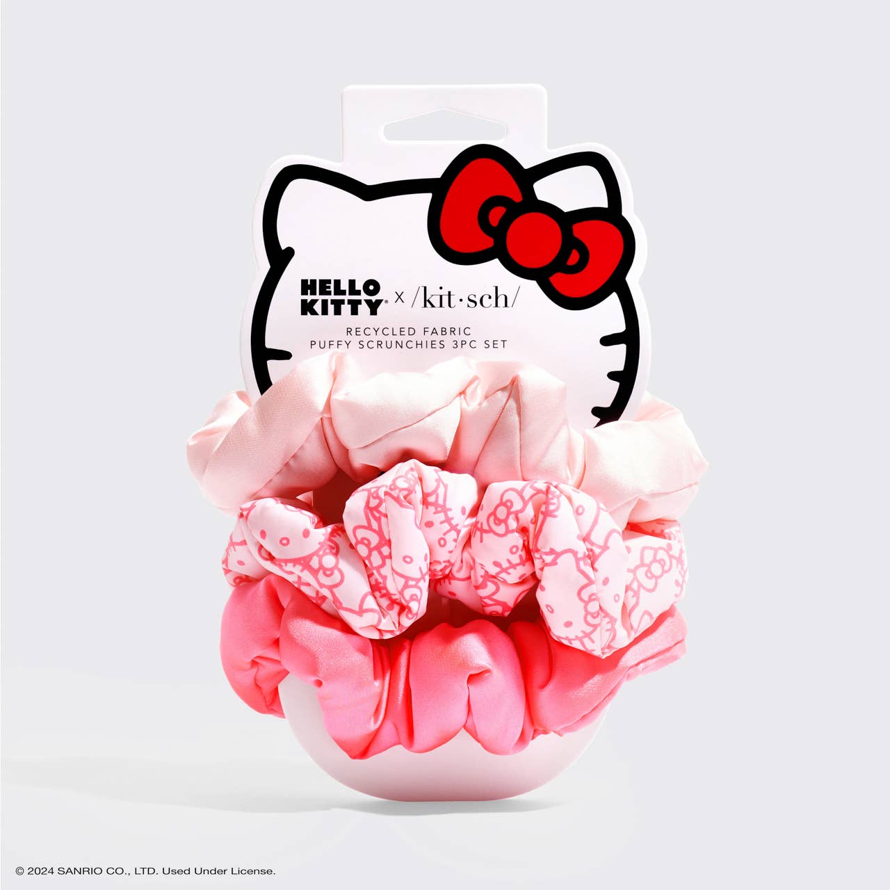 Kitsch x Hello Kitty Recycled Fabric Puffy Scrunchies 3pc Set