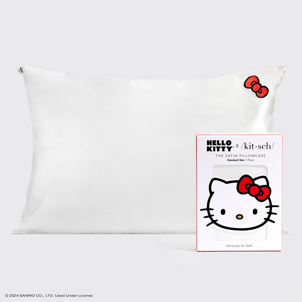 Kitsch x Hello Kitty Pillowcase - Solid Ivory Kitty Bow