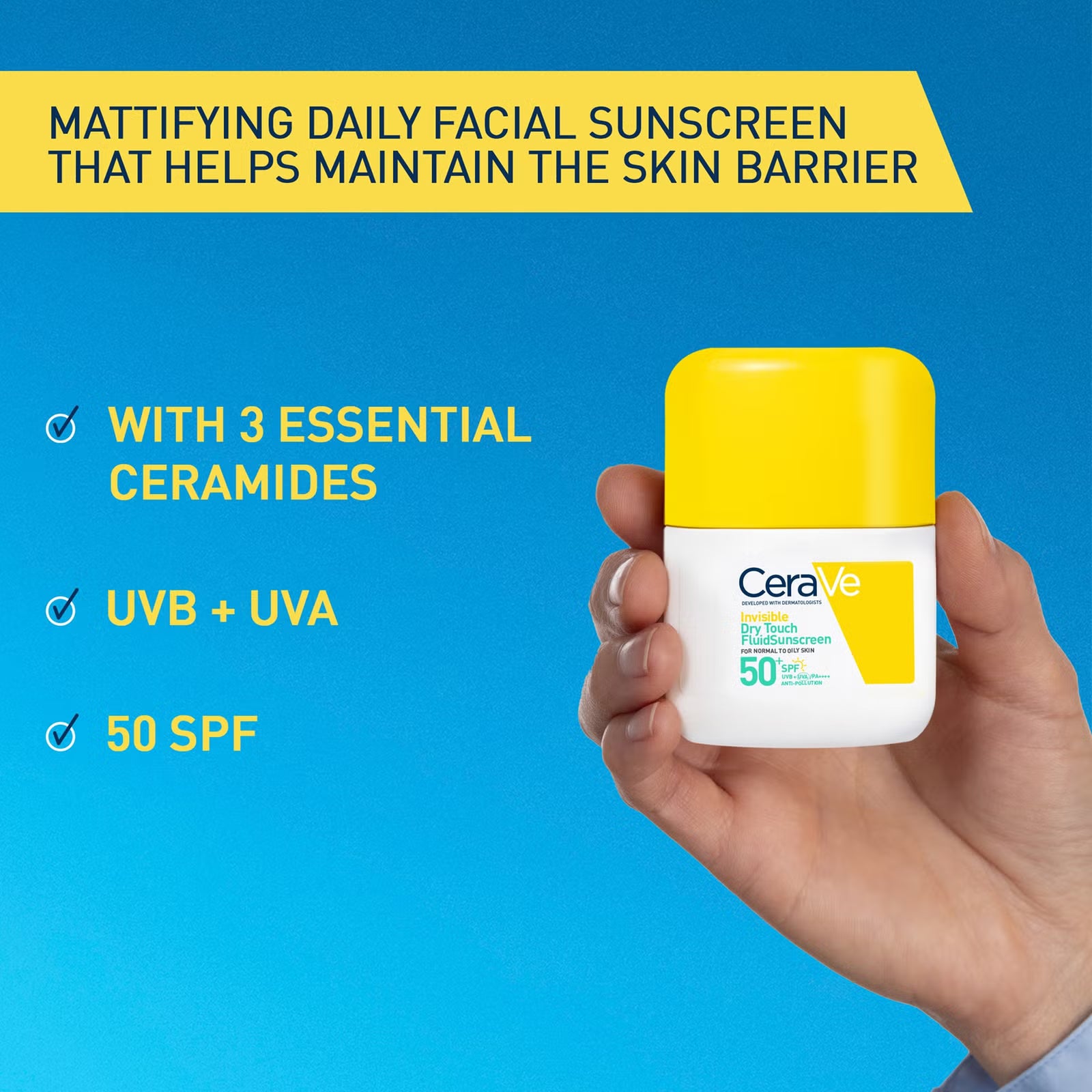 Cerave Invisible Dry Touch Fluid Sunscreen 50SPF 50ml