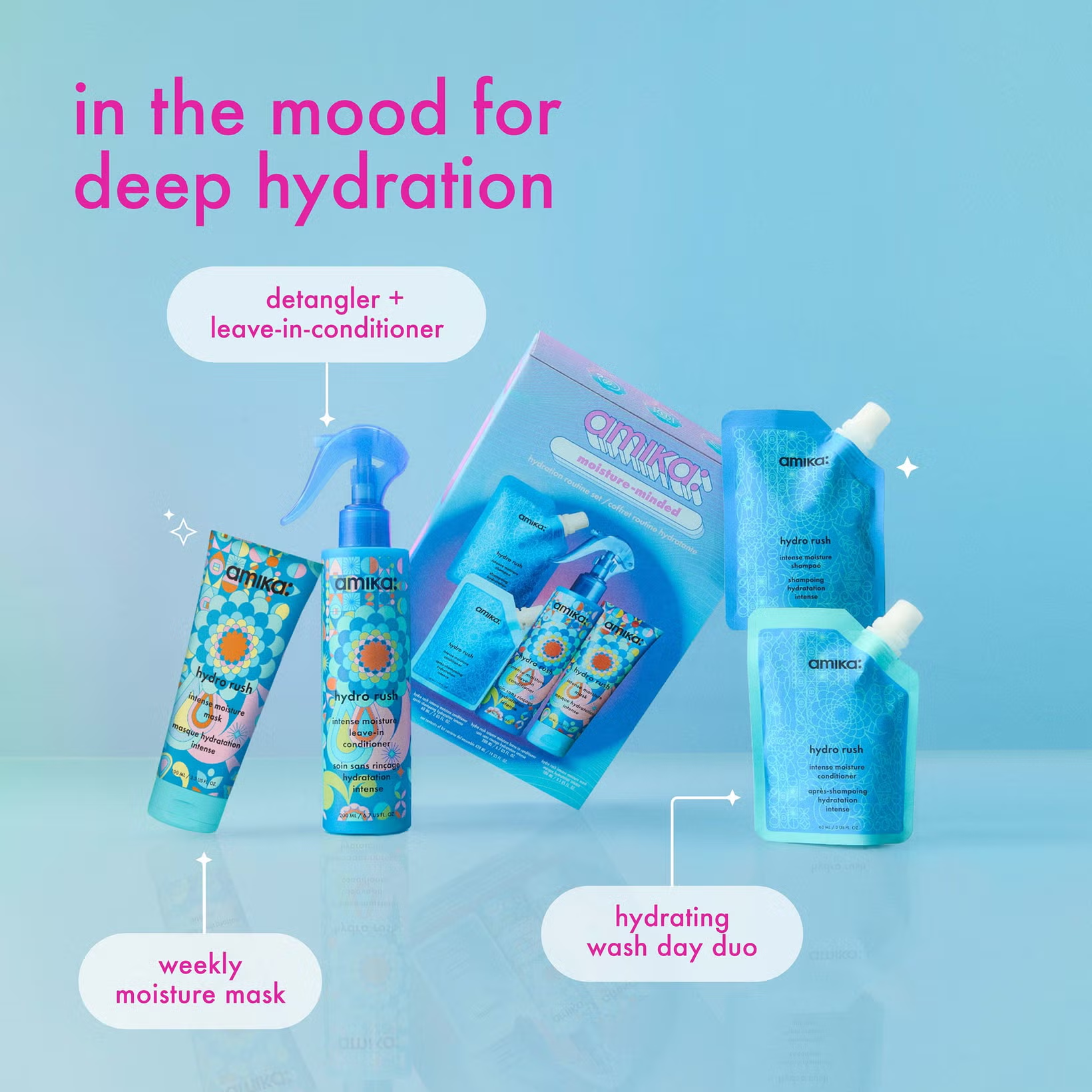 Amika Moisture-Minded Hydration Routine Set - 4pc