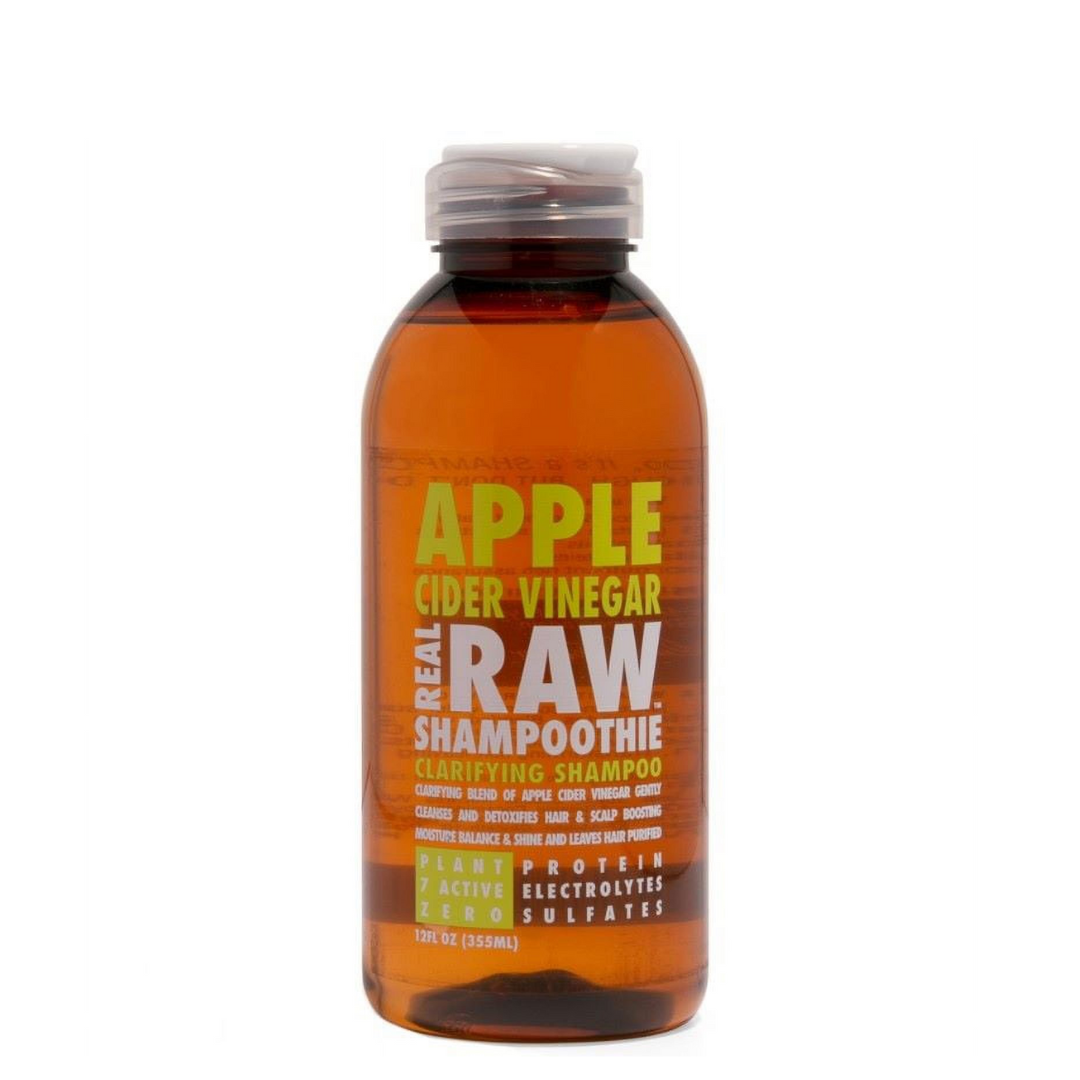 Bottle of Apple Cider Vinegar Raw Shampoo on a white background