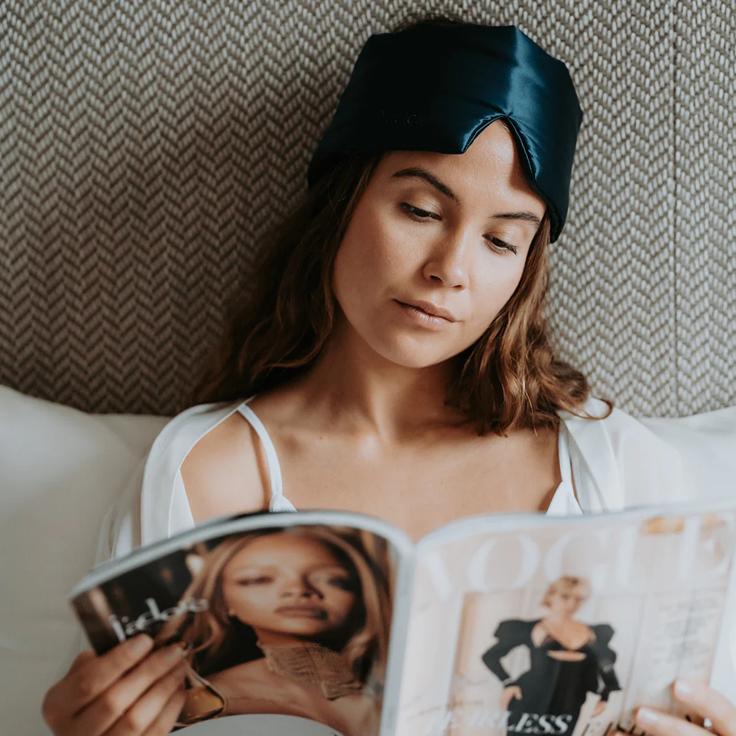 Silk Addict 100% Mulberry Silk Sleep Mask Wrap - Navy