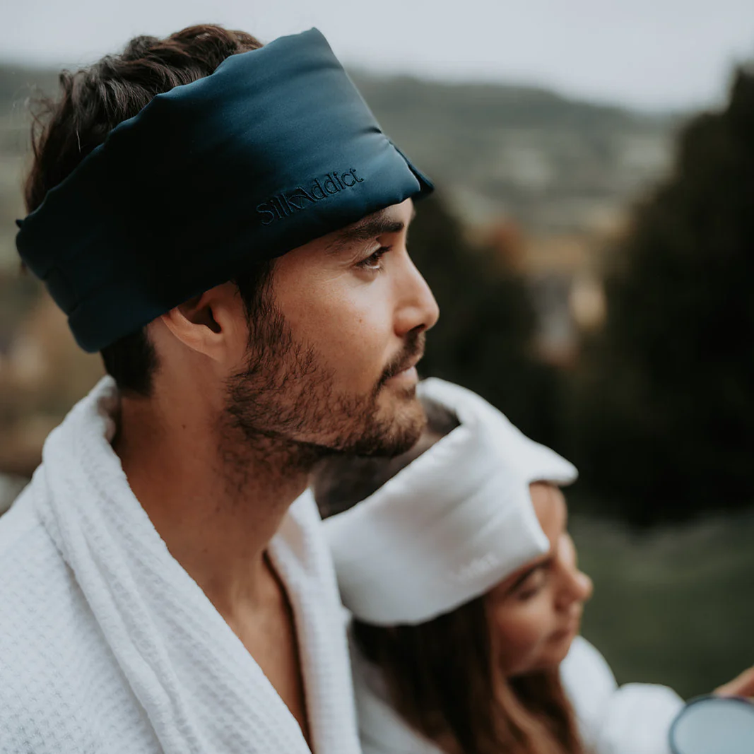 Silk Addict 100% Mulberry Silk Sleep Mask Wrap - Navy