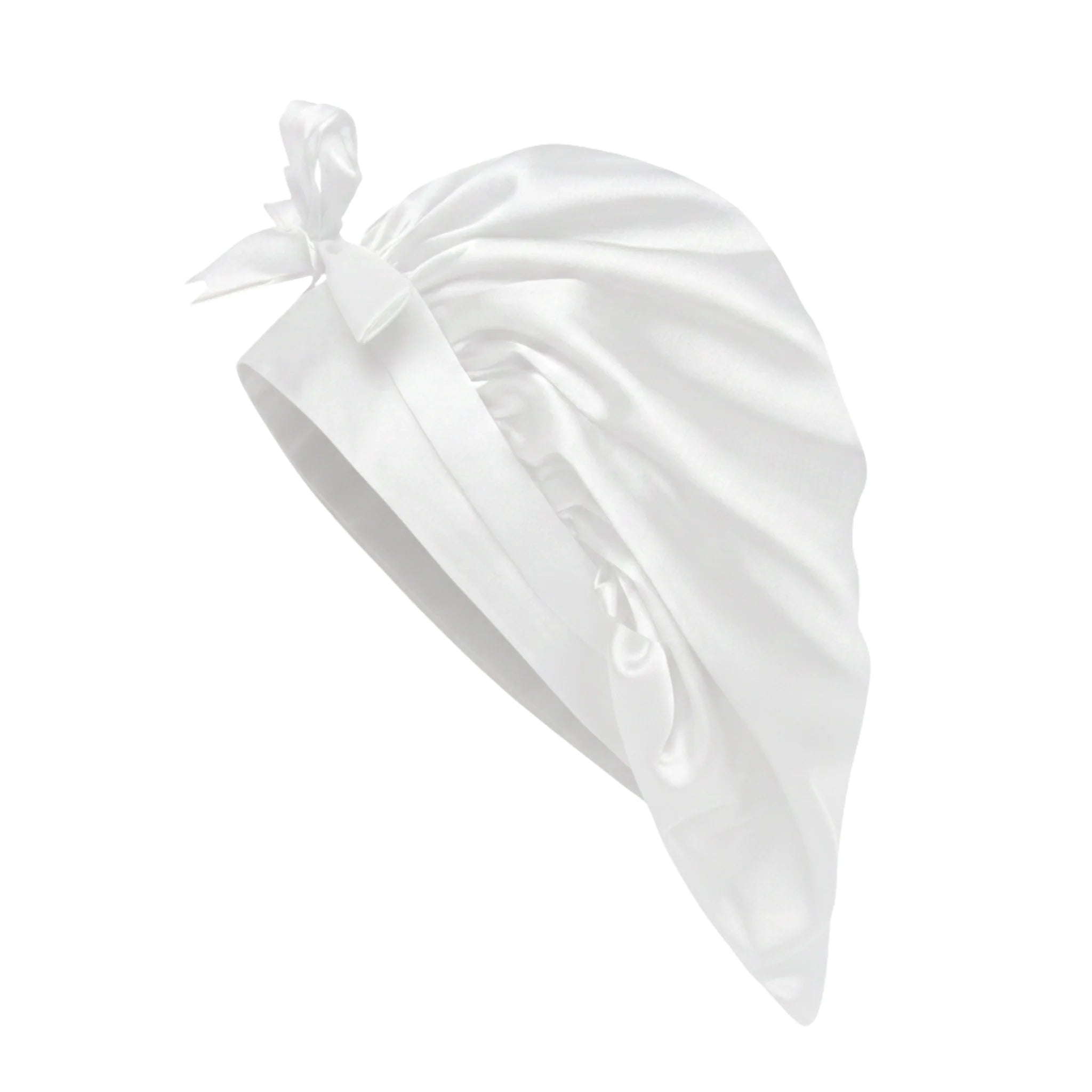 O So Curly Reversible Satin Tie Bonnet - White