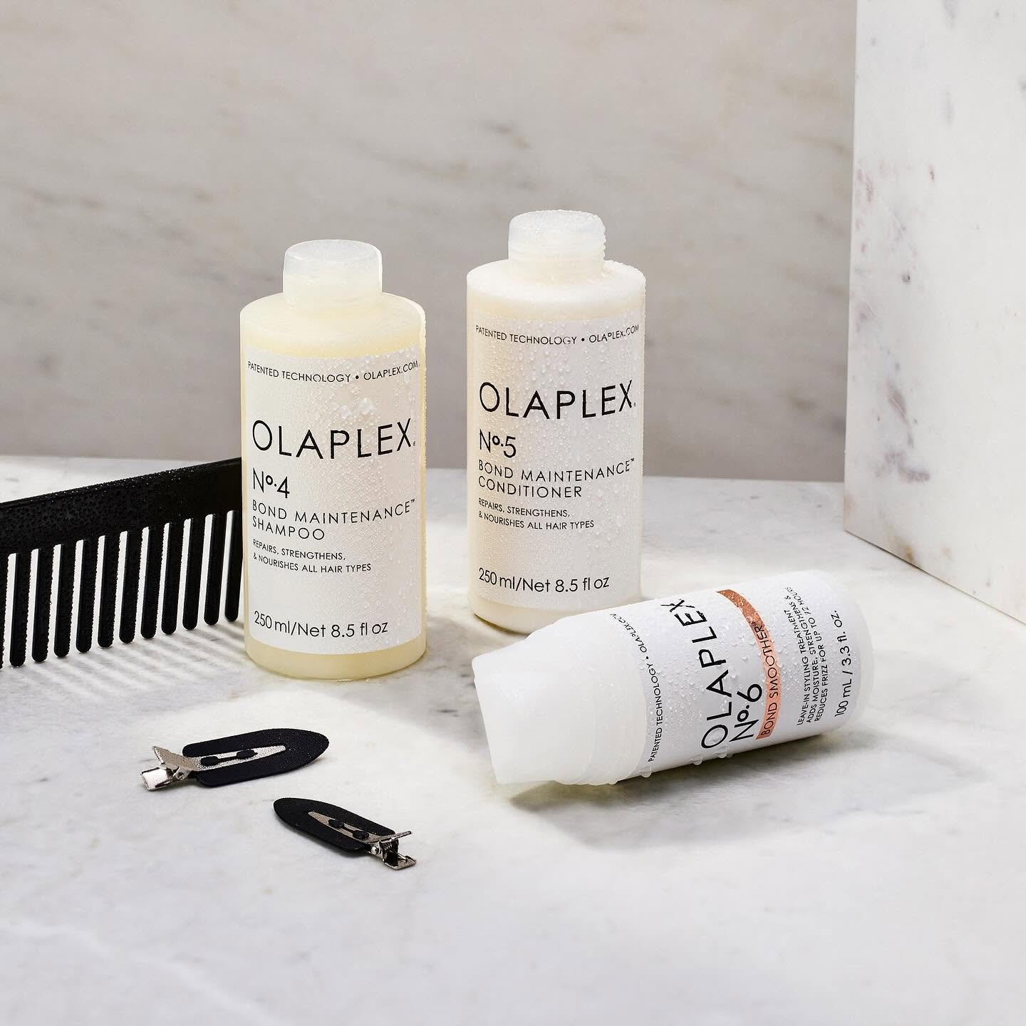Olaplex No.4 and No.5 and No.6 Collection on a white space
