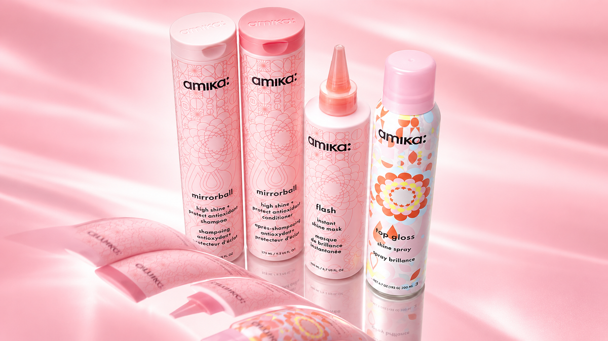 amika shine collection featuring mirrorball, flash and top gloss
