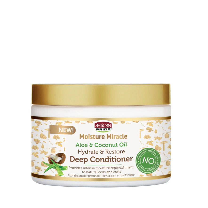 African Pride Moisture Miracle Aloe &amp; Coconut Oil Deep Conditioner 12oz