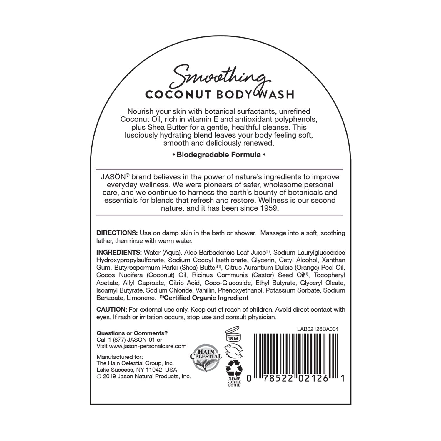 Jason Smoothing Coconut Body Wash 30oz