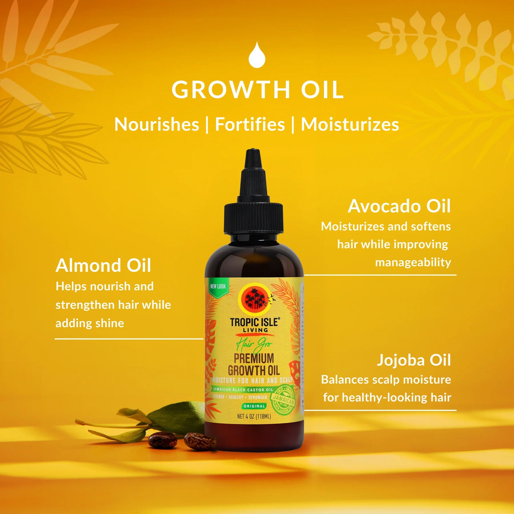 Tropic Isle Living JBCO Hair Gro Premium Growth Oil Original 4oz
