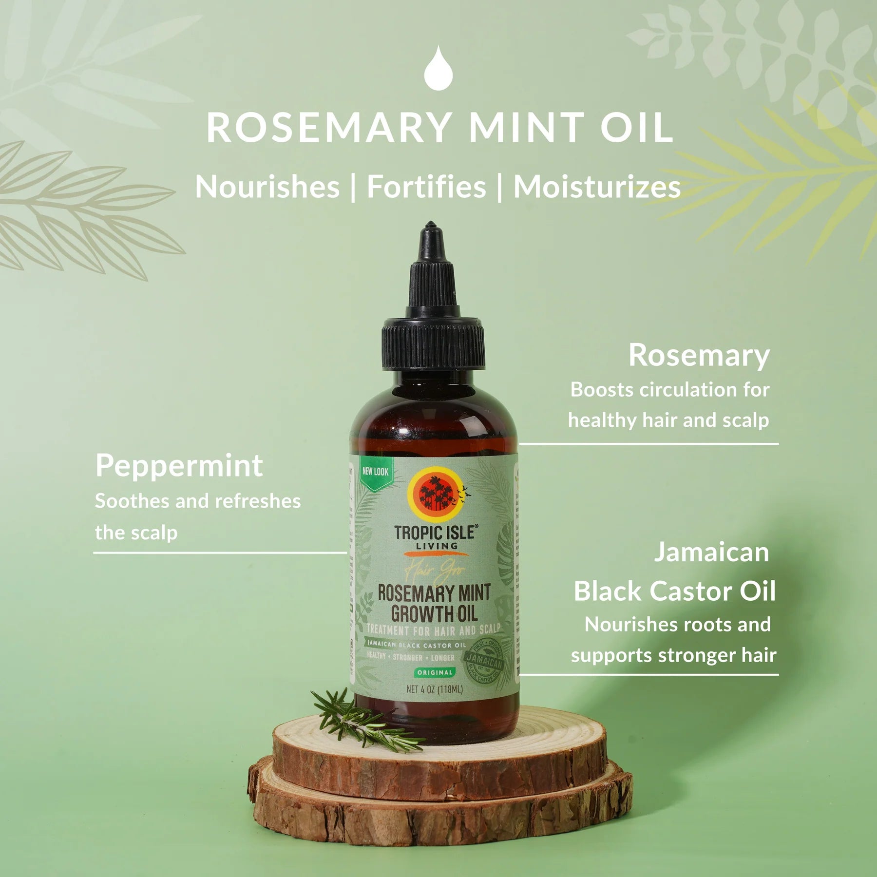 Tropic Isle Living Hair Gro Rosemary Mint Growth Oil 4oz
