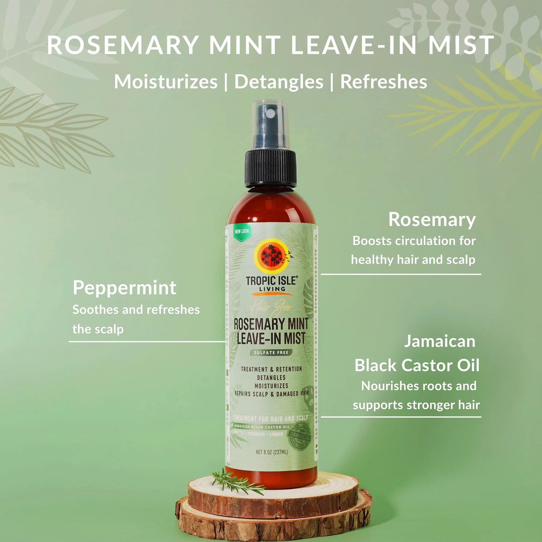 Tropic Isle Living Hair Gro Rosemary Mint Leave-In Mist 8oz
