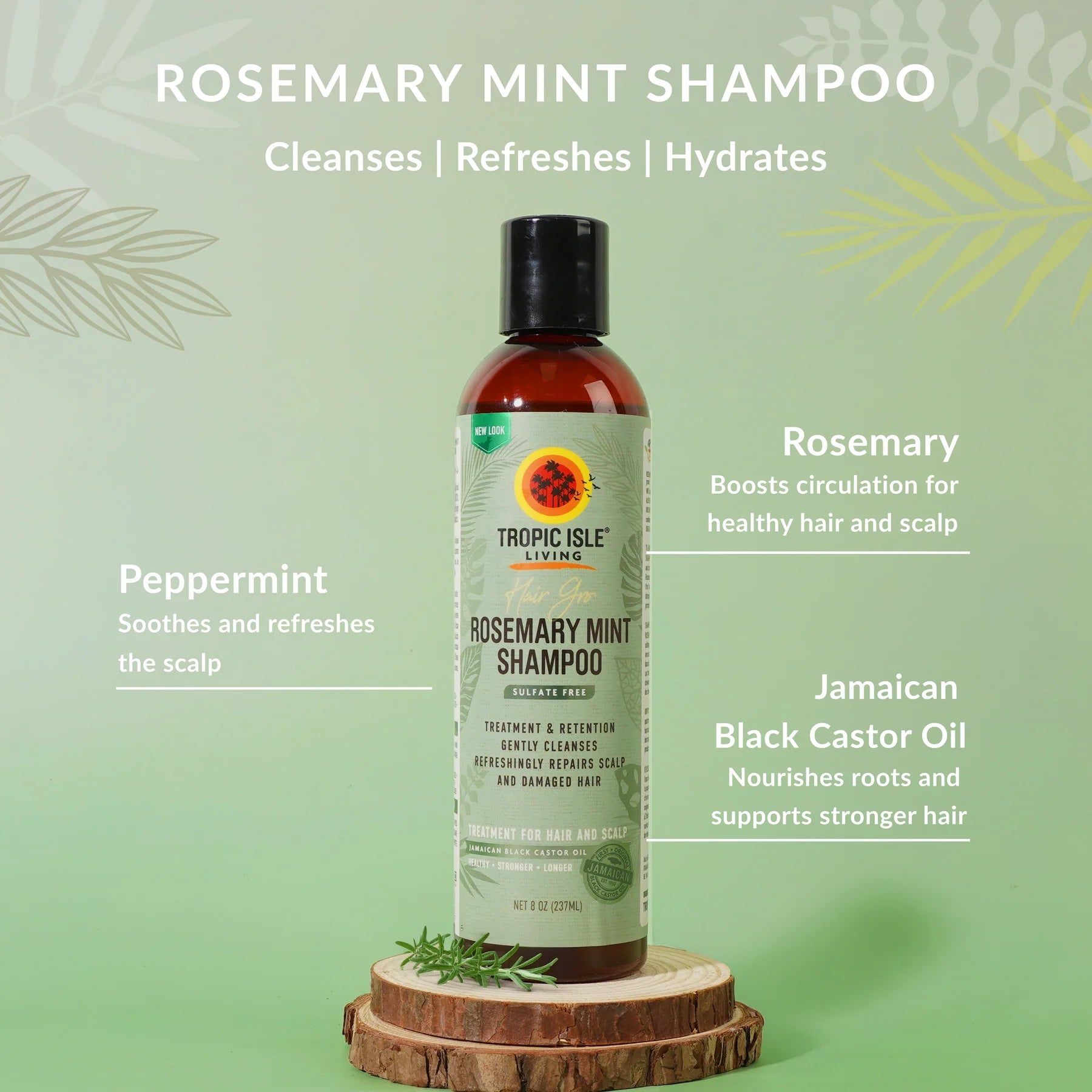 Tropic Isle Living Hair Gro Rosemary Mint Shampoo 8oz