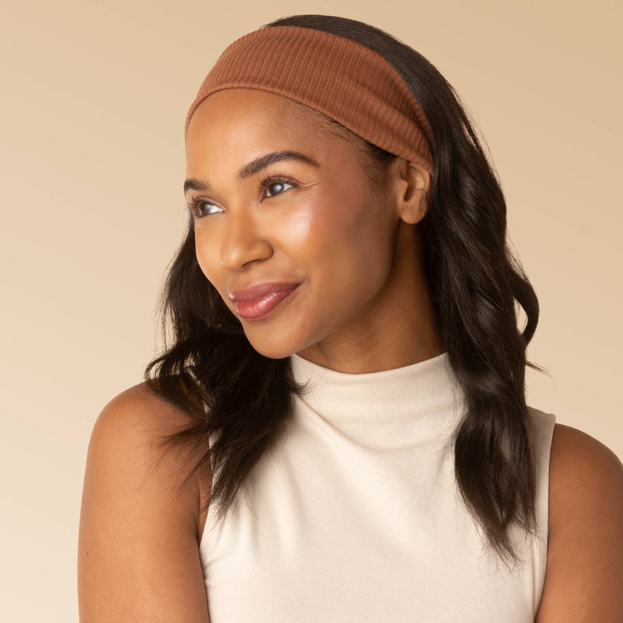 Kitsch Ribbed Elastic Headbands 2pc Set - Mocha & Chocolate