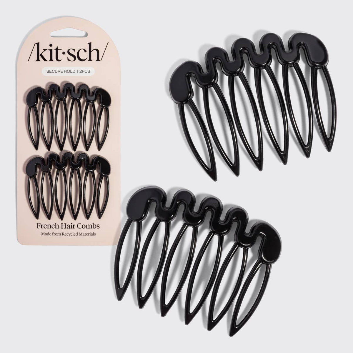 Kitsch French Hair Combs 2pc Set - Black