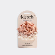 Kitsch Rosette Ruched Satin Scrunchies 3pc Set - Terracotta