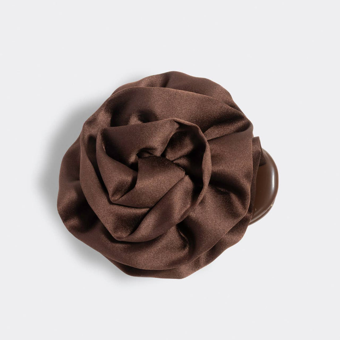 Kitsch Satin Rosette Medium Flat Cloud Clip - Chocolate