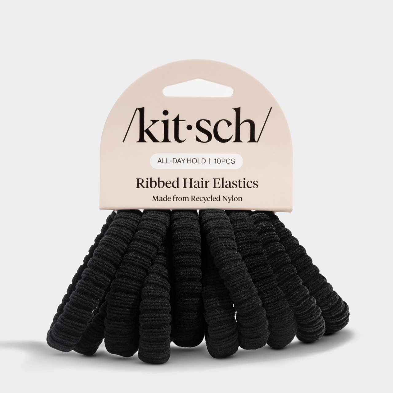 Kitsch Ribbed Hair Elastics 10pc Set - Black