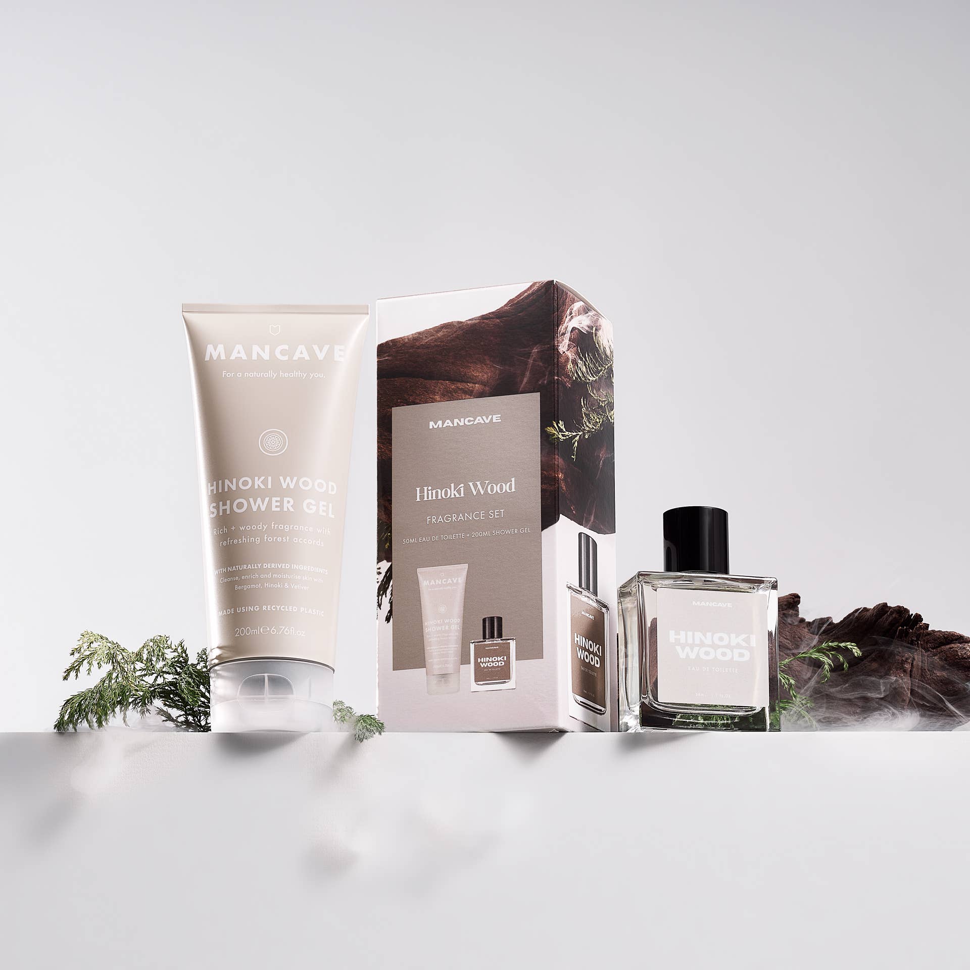 ManCave Hinoki Wood Shower Gel & Fragrance Set - 2pc