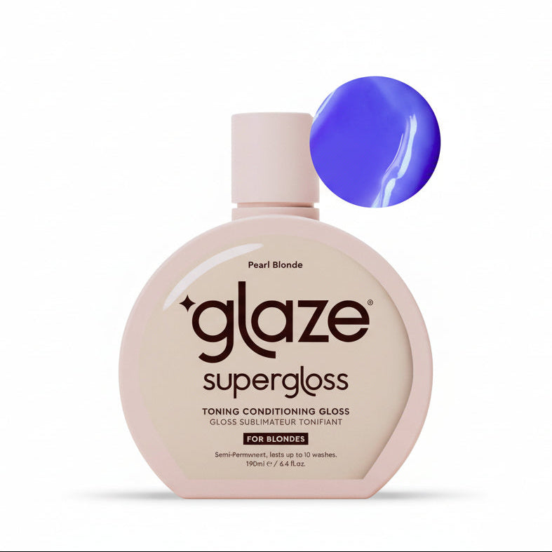 Glaze supergloss bottle with a purple sample on a white background