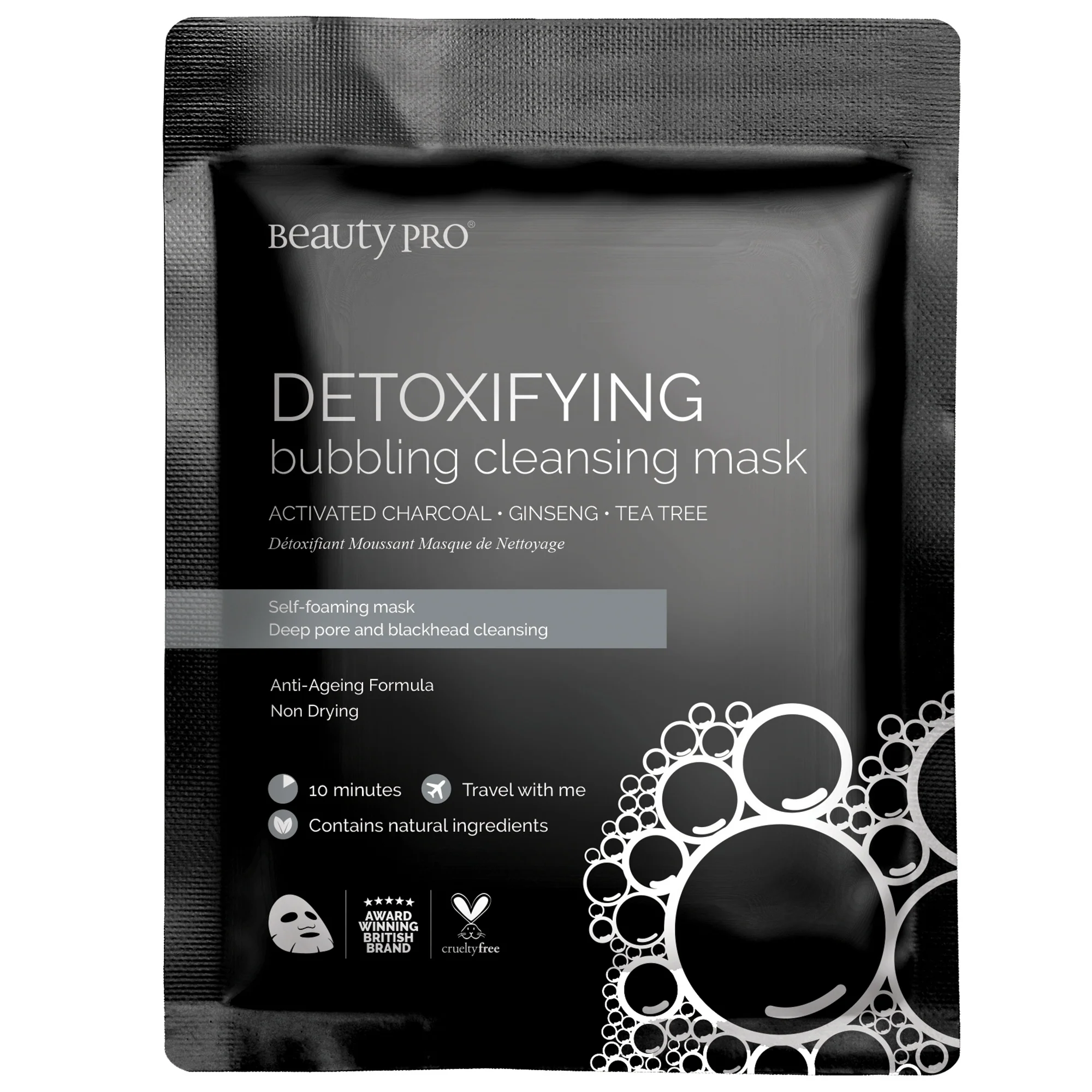 BeautyPro Detoxifying Bubbling Cleansing Charcoal Sheet Mask