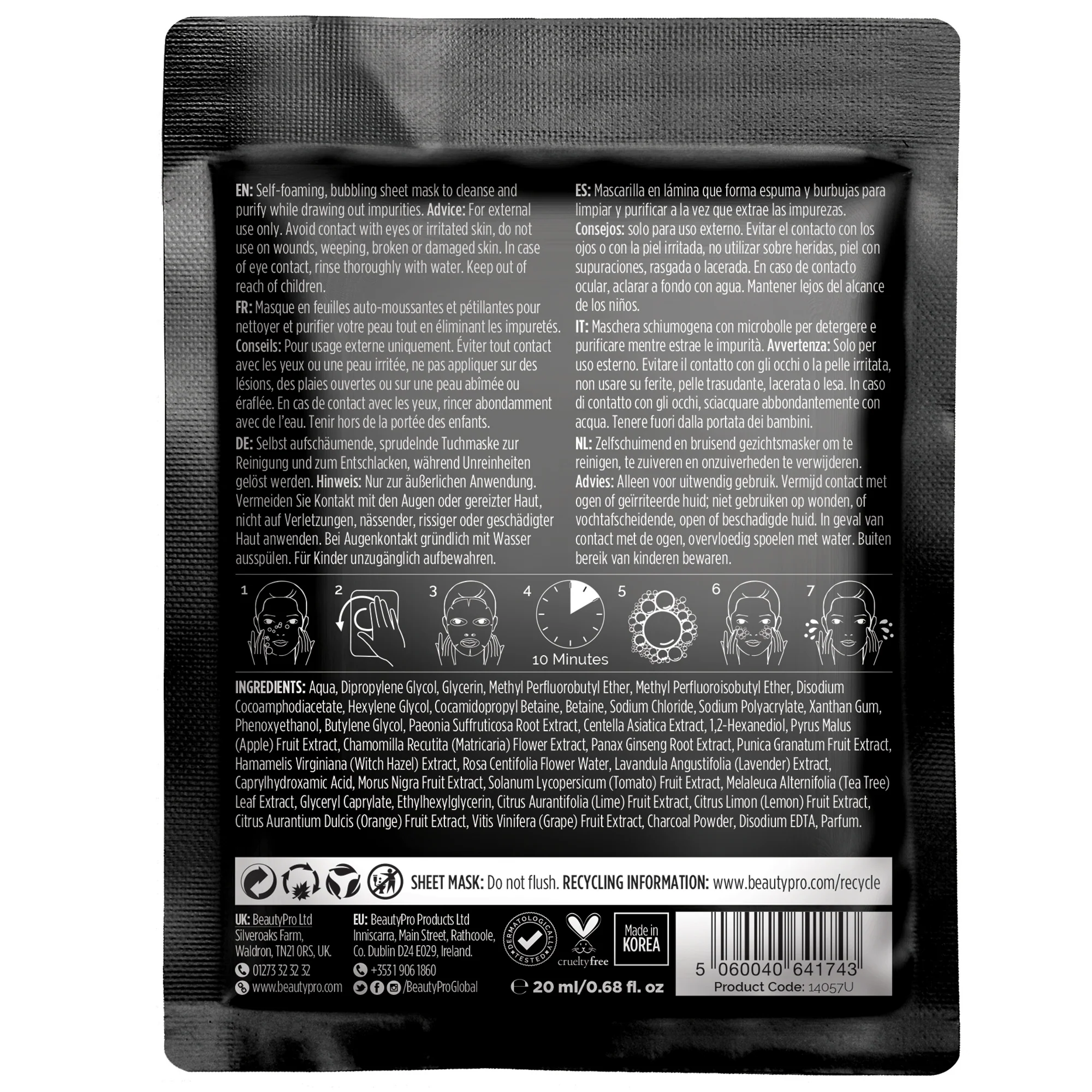 BeautyPro Detoxifying Bubbling Cleansing Charcoal Sheet Mask