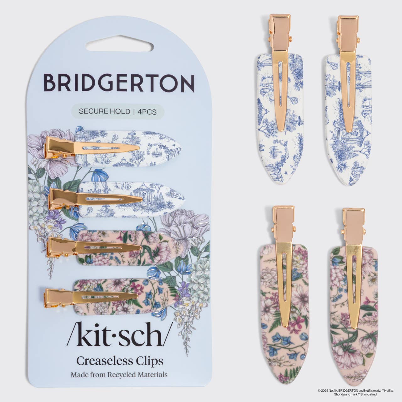 Bridgerton x Kitsch Creaseless Clips in Toile in Bloom
