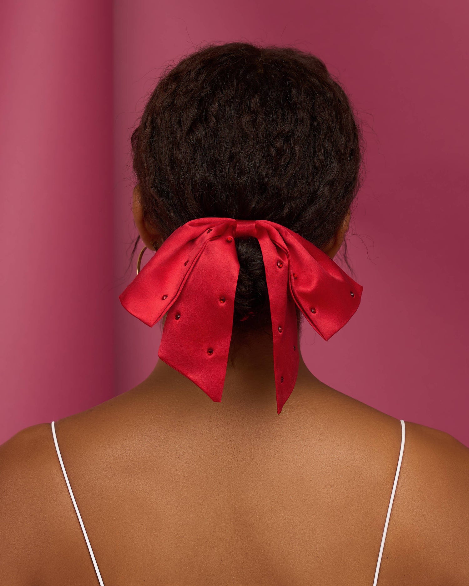 Kitsch Holiday Satin &amp; Rhinestone Bow Scrunchie