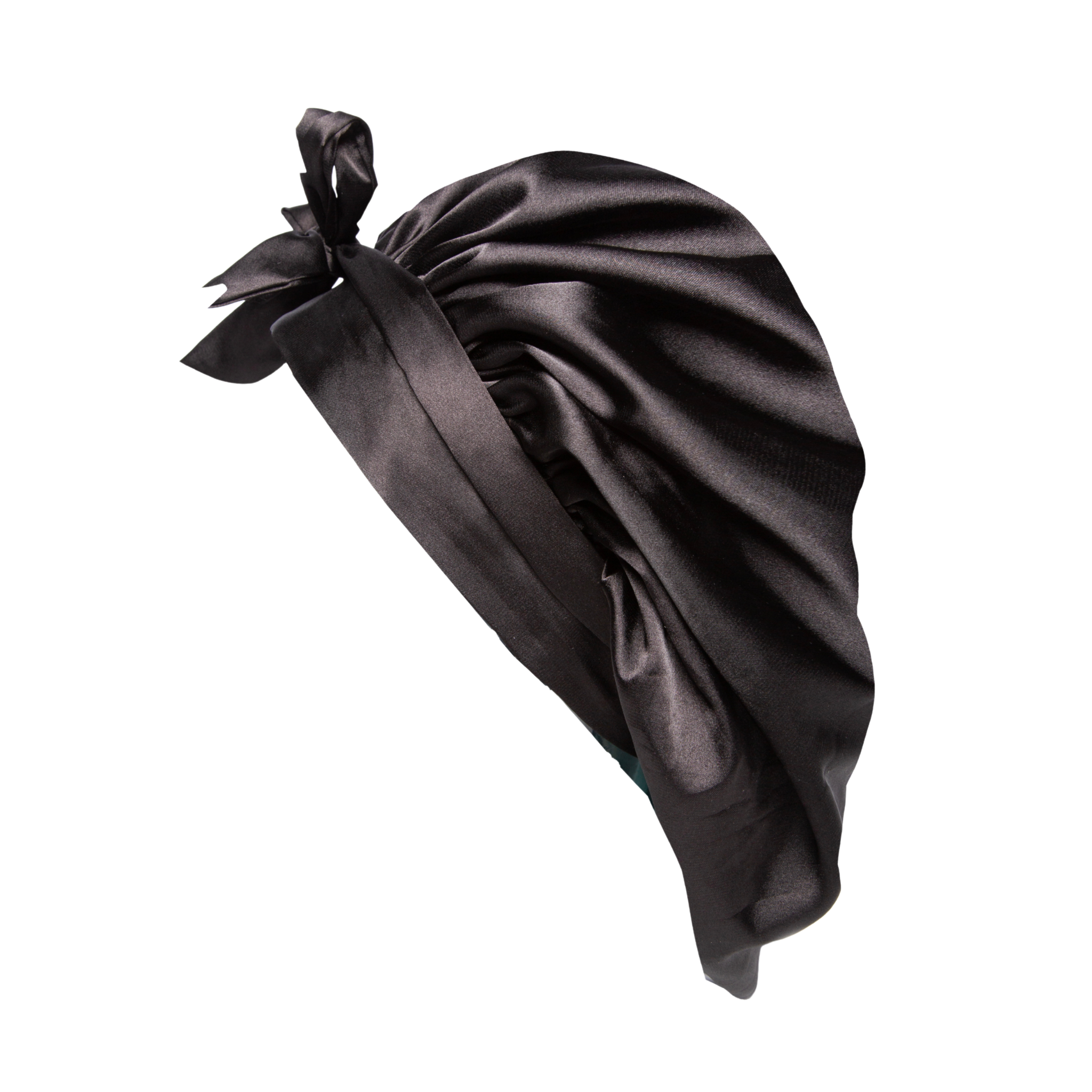 O So Curly Reversible Satin Tie Bonnet - Black