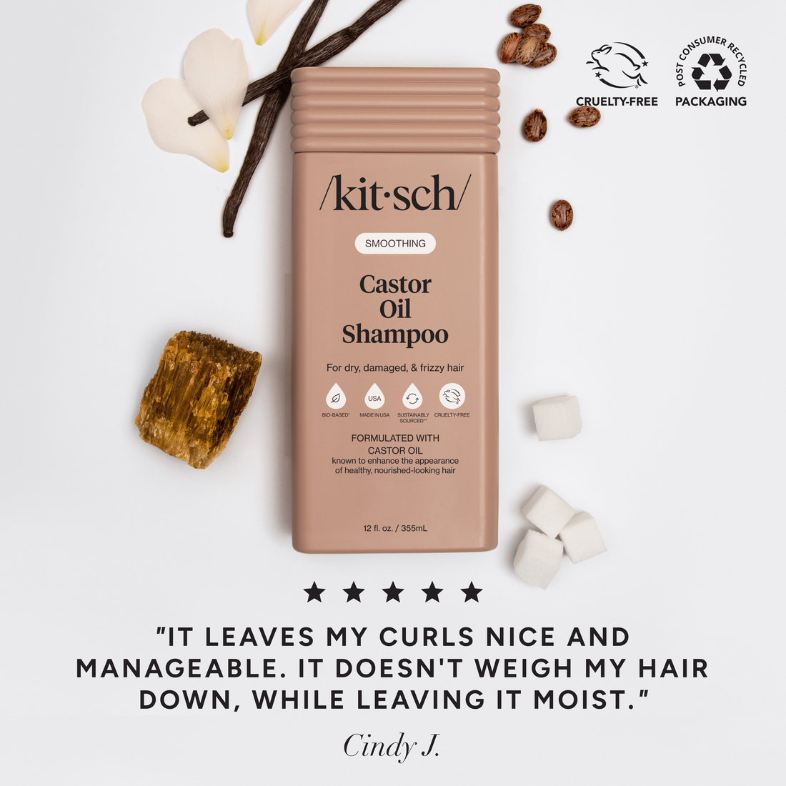 Kitsch Smoothing Castor Oil Shampoo &amp; Conditioner Bottle Duo - 2pc