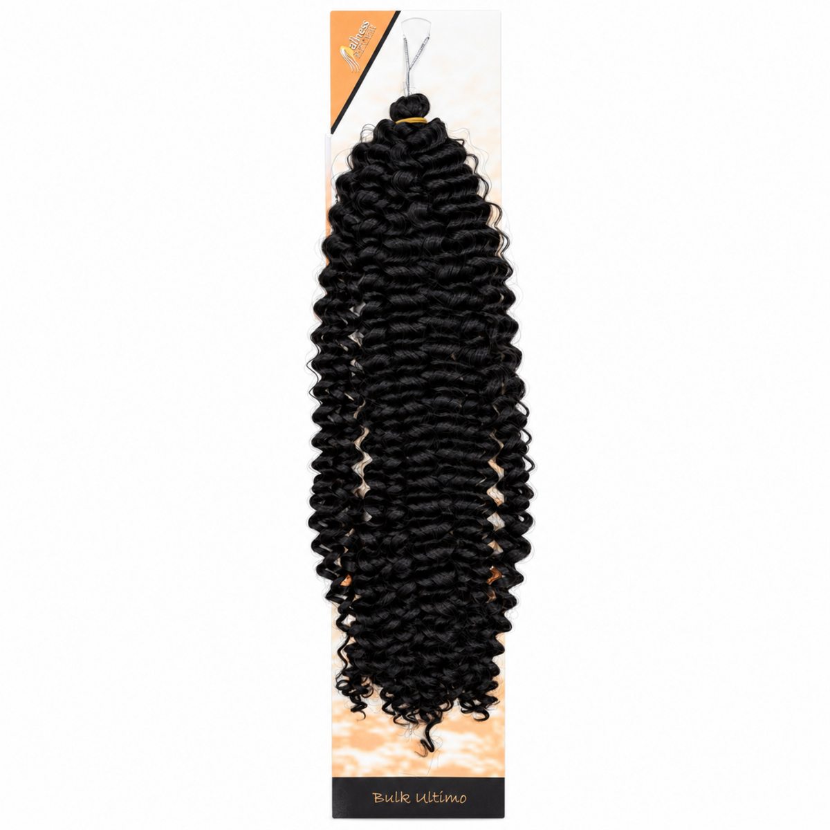 Aftress Braid Ultimo Water Braid Curly Crochet Hair in Colour 1B Natural Black, with dense, flowing curls for natural-looking crochet braids and voluminous protective styles.