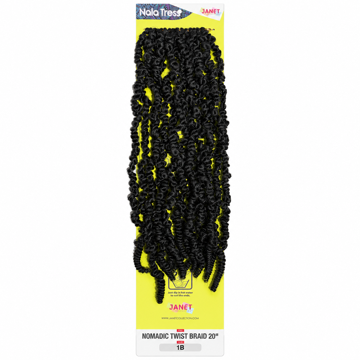 Janet Collection Nala Tress Nomadic Twist Braid 20" in colour 1B natural black