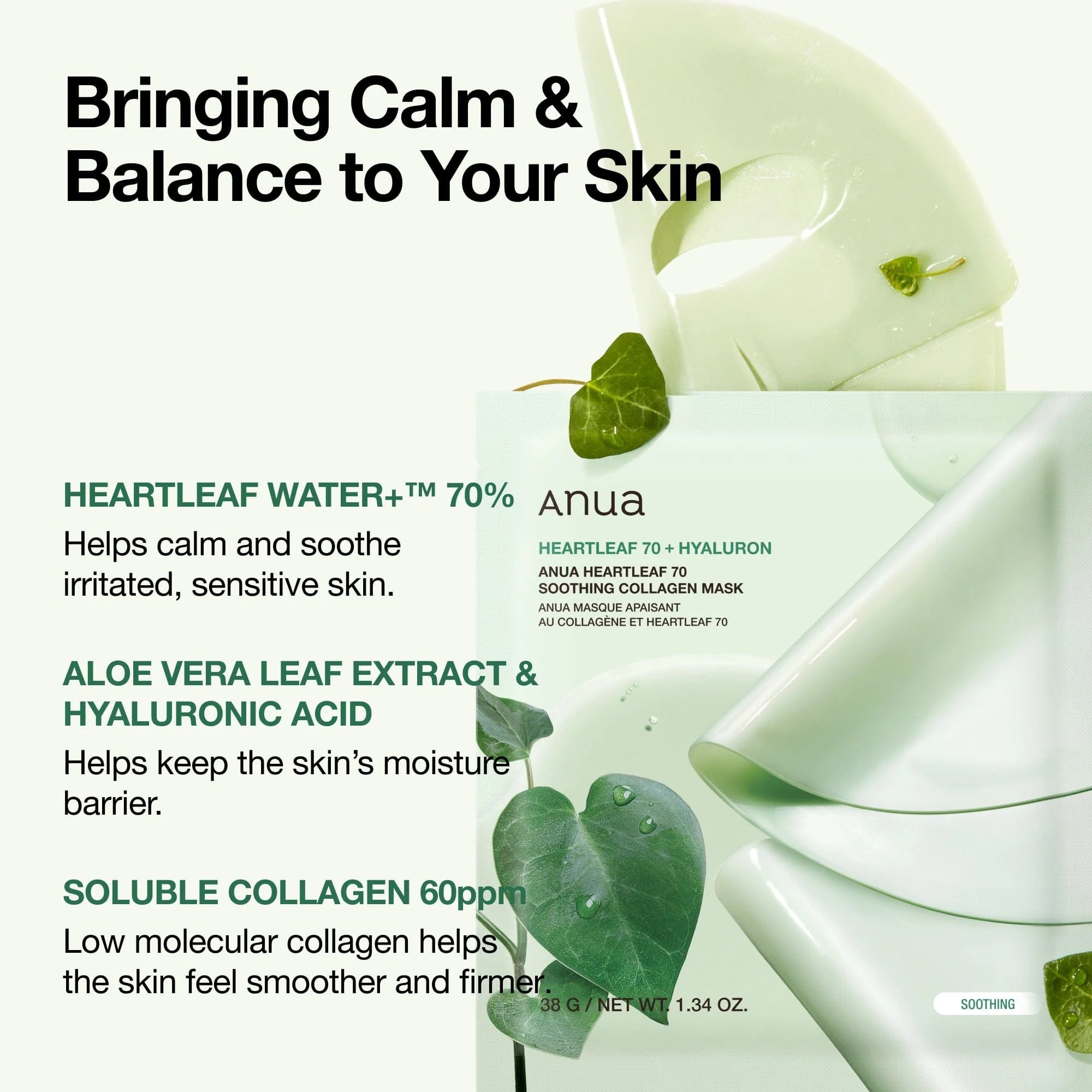 Anua Heartleaf 70 Soothing Collagen Mask 1pc