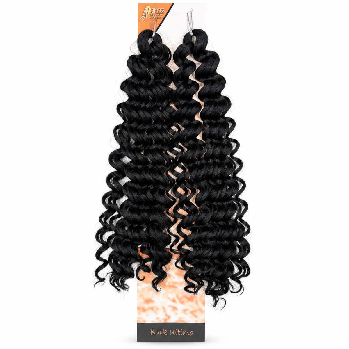 Aftress Bulk Ultimo Casino Bulk Curly Braiding Hair in Colour 1 Black, featuring defined glossy curls and a voluminous texture for braiding and protective hairstyles.
