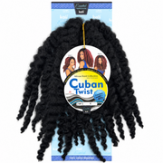 Kali Essential Cuban Twist Crochet Hair 14" in Colour 1 Black, 100% hand braided crochet hair with textured double-strand twists for protective hairstyles.