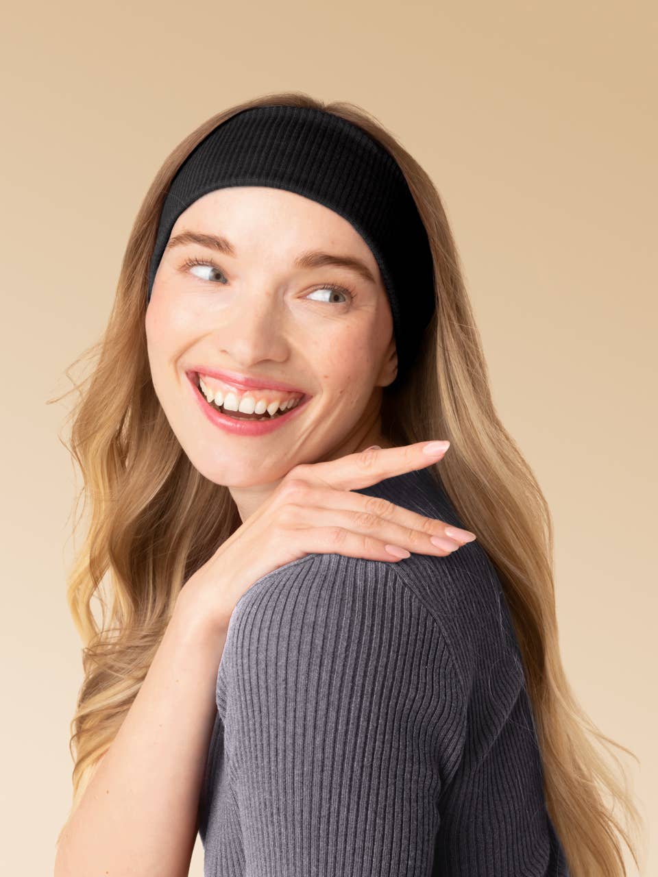 Kitsch Ribbed Elastic Headbands 2pc Set - Black