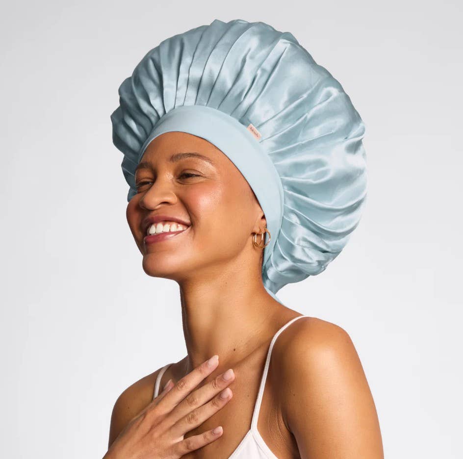 Kitsch satin bonnet in blue haze 