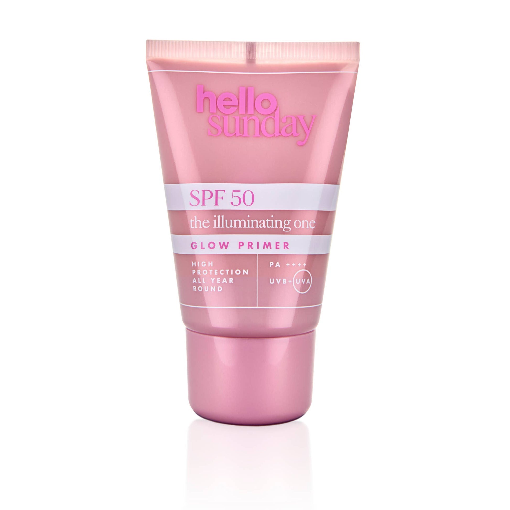 The Illuminating One SPF 50 Glow Makeup Primer with Mica Particles.The Illuminating One offers the high-factor, broad-spectrum SPF