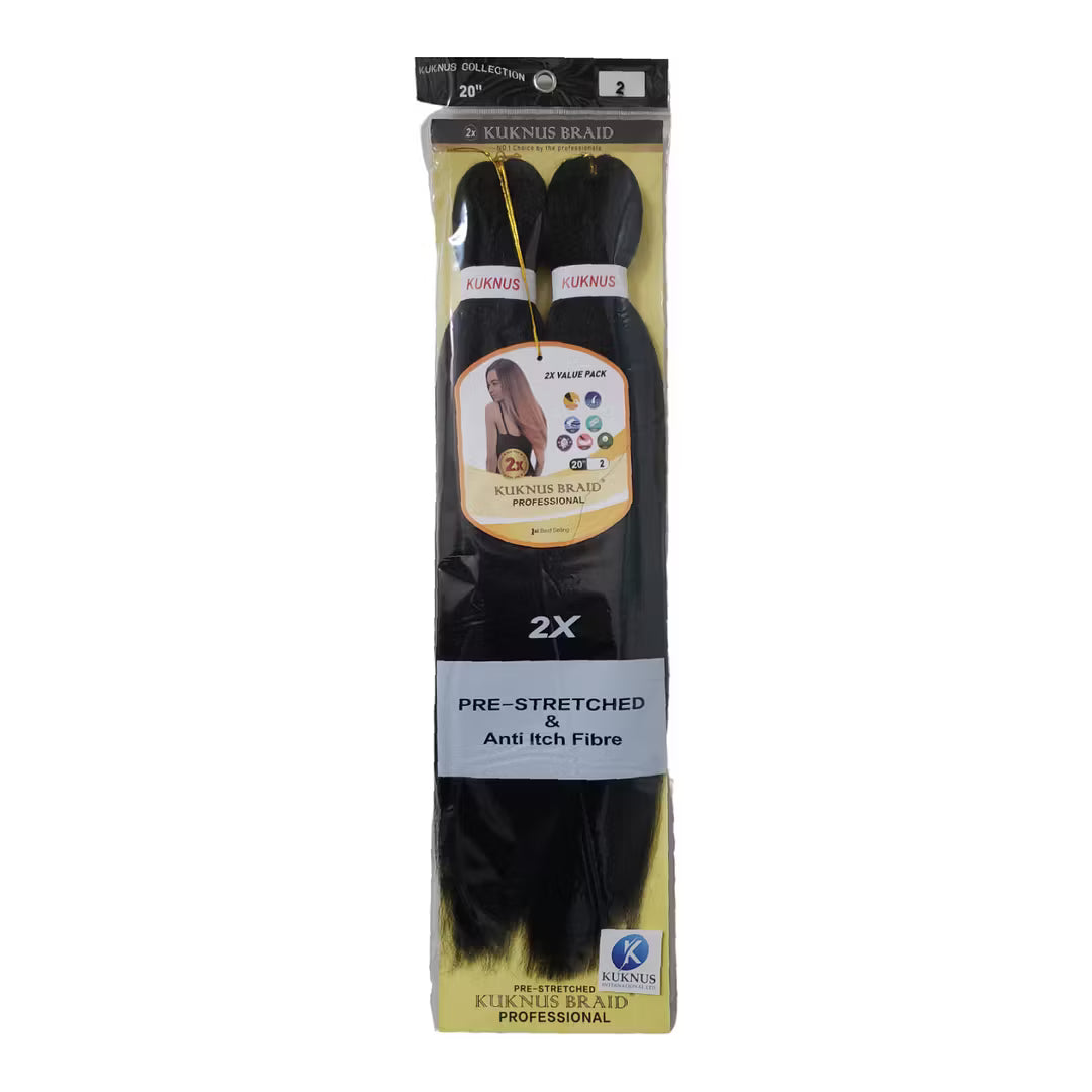 Kuknus Braid Professional Pre-Stretched Braiding Hair 26" 2 Pack