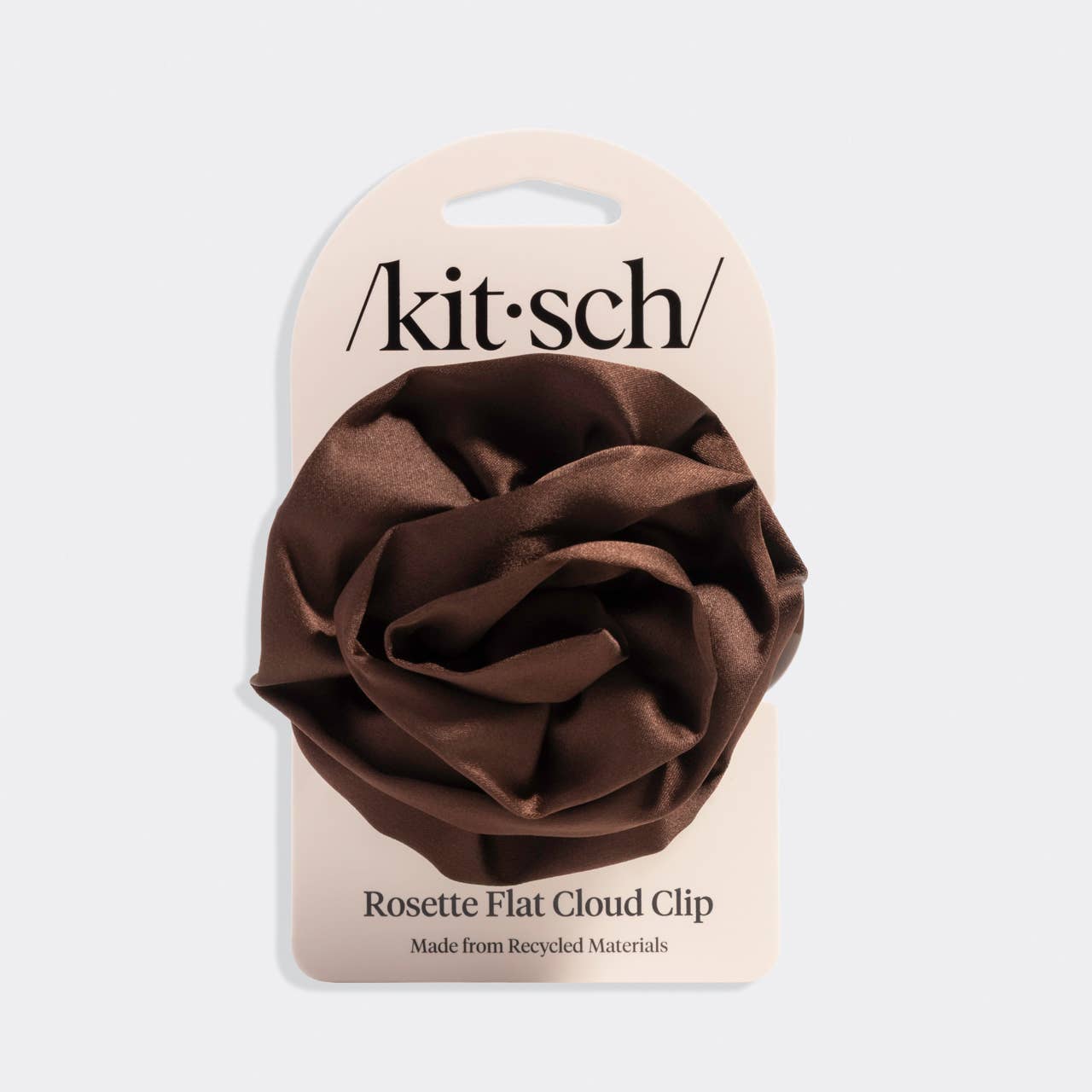 Kitsch Satin Rosette Medium Flat Cloud Clip - Chocolate
