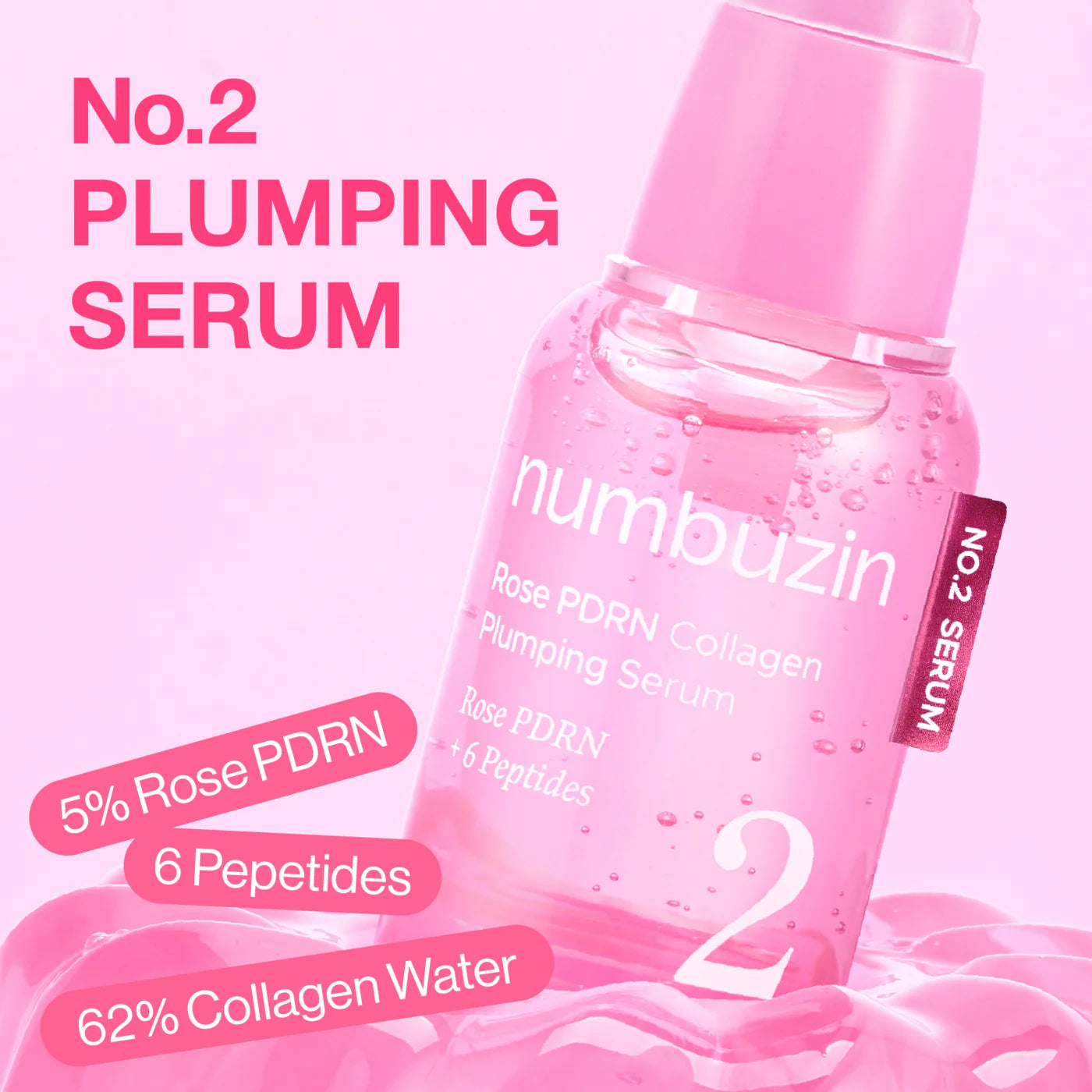 Numbuzin No.2 Rose PDRN Collagen Plumping Serum DUO Trial Kit