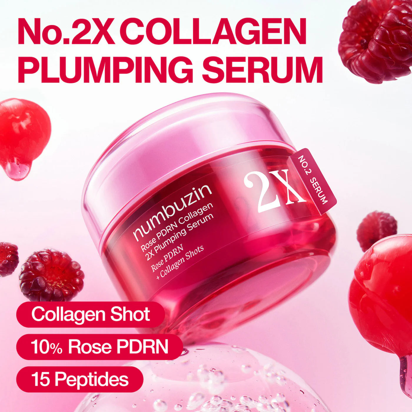 Numbuzin No.2 Rose PDRN Collagen Plumping Serum DUO Trial Kit