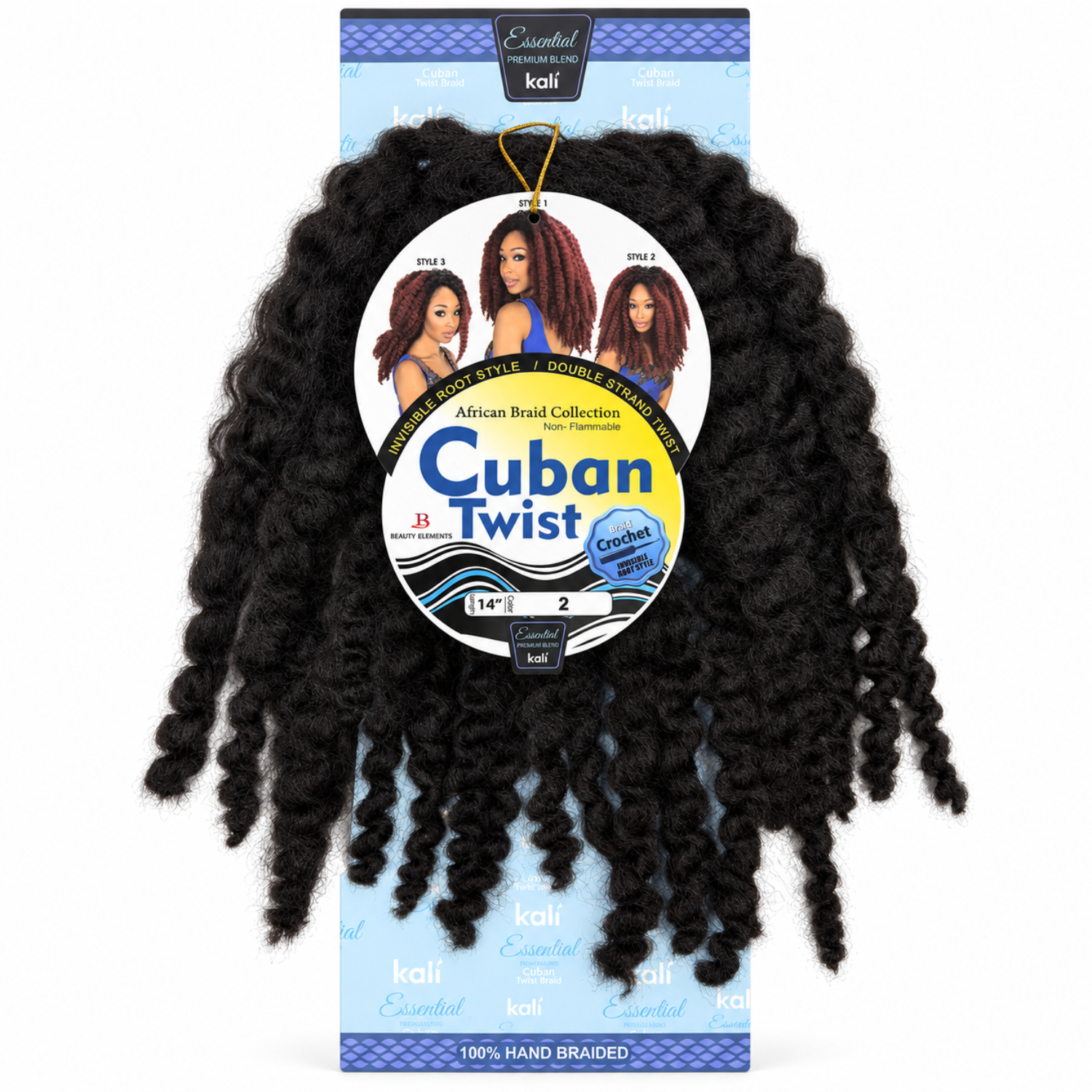 Kali Essential Cuban Twist Crochet Hair 14" in Colour 2 Dark Brown, 100% hand braided textured crochet twists designed for easy protective styling.
