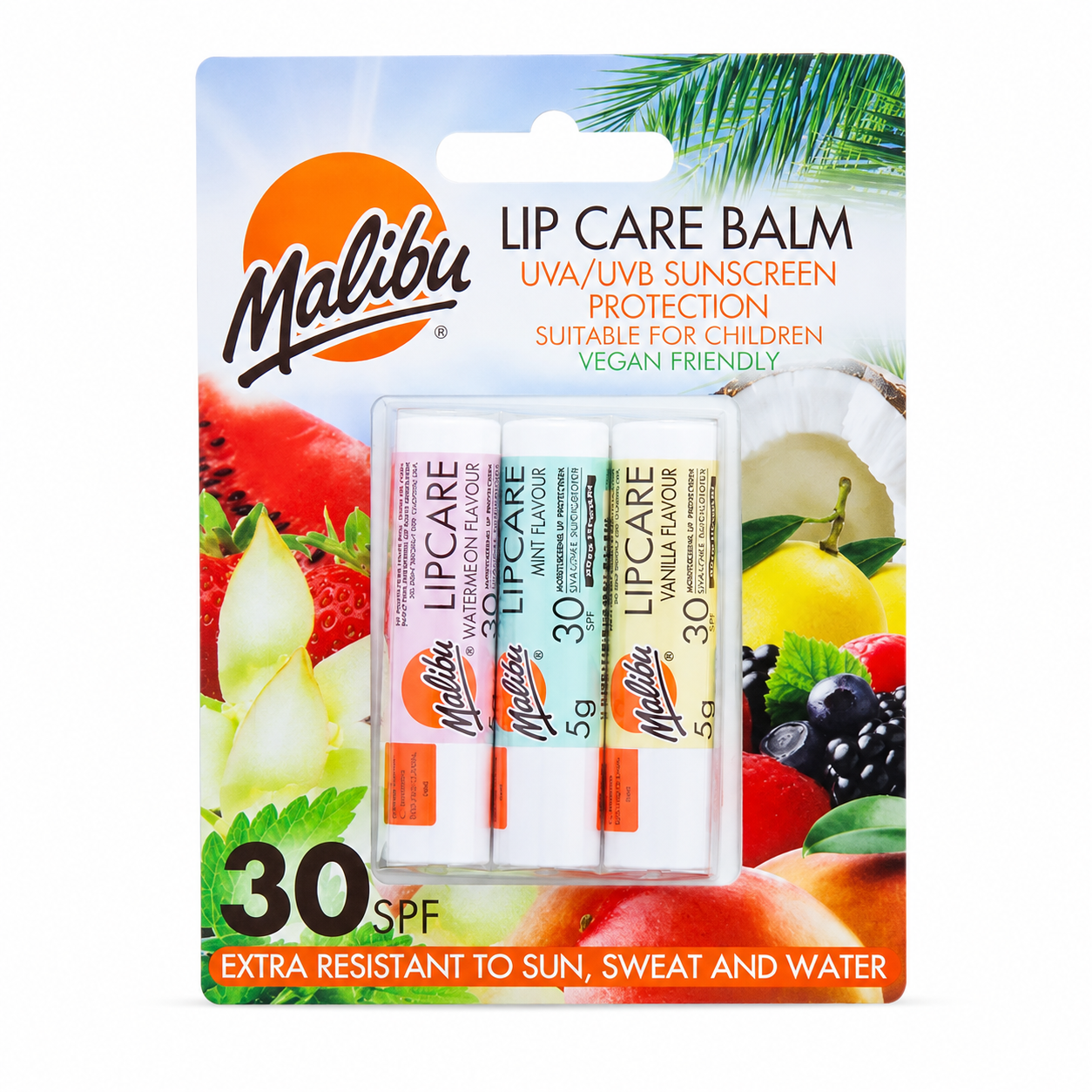Malibu UVA/UVB Sunscreen Lip Care Balm SPF30 - 3 Pack