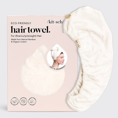 Kitsch Quick Dry Hair Towel Turban - Ivory