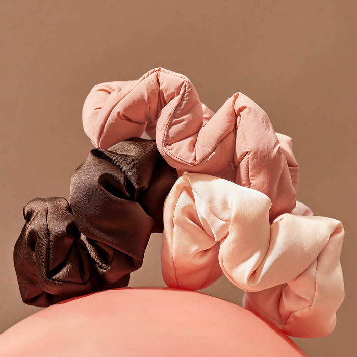 Kitsch Recycled Fabric Cloud Scrunchies 3pc Set - Rosewood