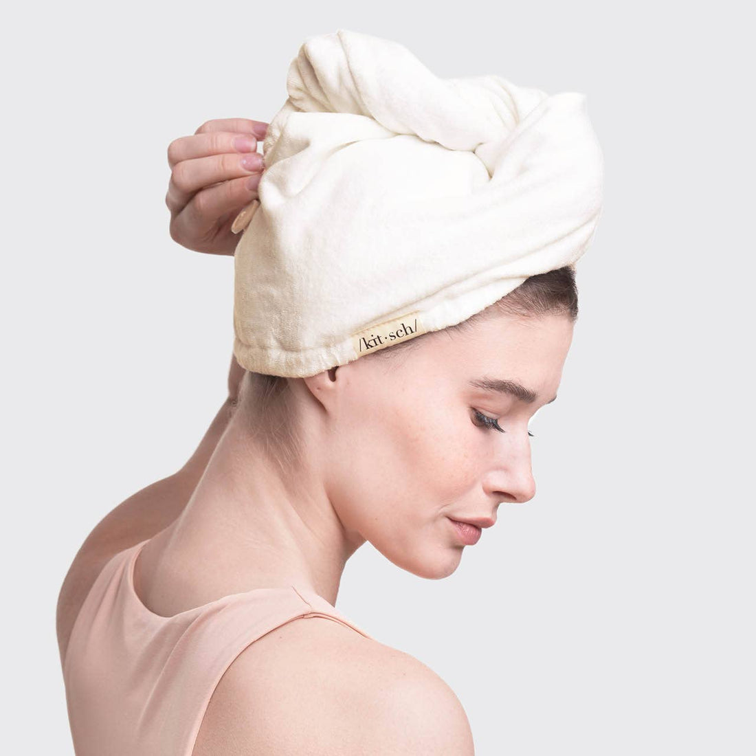 Kitsch Quick Dry Hair Towel Turban - Ivory